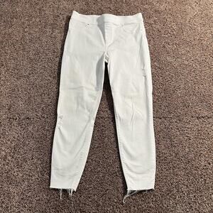 Spanx‎ Pants Womens XL White Pull On Jeggings Ankle Raw Hem Shaping Distressed